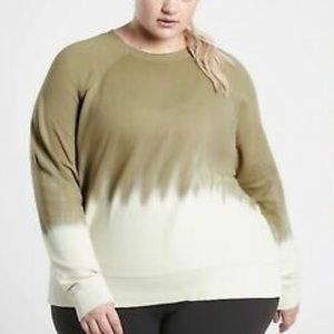 NEW Athleta Shadow Olive Sundown Dip Dye Top Sweatshirt